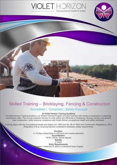 Skilled Training – Bricklaying, Fencing & Construction