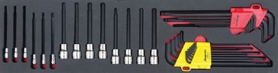 MOD.715SH45SC - 3/8" Long Allen Keys & Hex Bit Sockets; 36Pc - Metric and Imperial