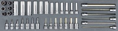 MOD.751SH45S-X - 3/8" FDX Deep, Torx and Hex Bit Socket Set; 38Pc - Metric