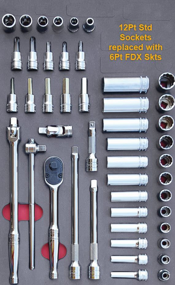 MOD.356SH42DM-X - 3/8" General Service Set with FDX Sockets; 47Pc - Metric