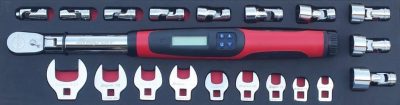 MOD.852SH45S - 3/8" Crowfoot and Torque Wrench Set; 20Pc - Aviation - Imperial