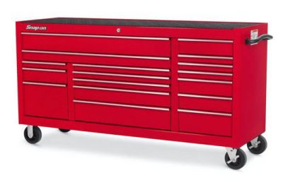 KRA2423PBO - Classic Series - XX-Wide 73" Triple-Bank 17Drw Roll Cabinet; Red with Chrome Alu Trims