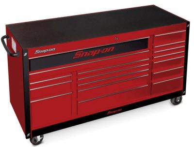 KRA2423PBOZB-WO - Classic Series - XX-Wide 73" Triple Bank 17Drw Roll Cabinet; Red with Chrome Alu Trims and Black Fronts