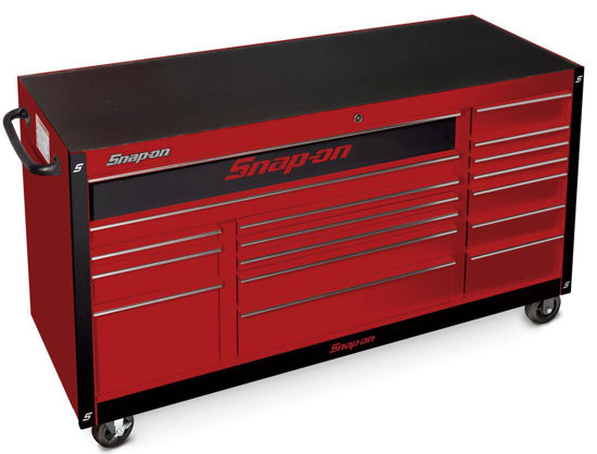 KRA2423PBOZB-WO - Classic Series - XX-Wide 73" Triple Bank 17Drw Roll Cabinet; Red with Chrome Alu Trims and Black Fronts