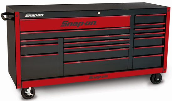 KRA2423PLUZR-WO - Classic Series - XX-Wide 73" Triple Bank 17Drw Roll Cabinet; Black with Red Alu Trims and Red Fronts