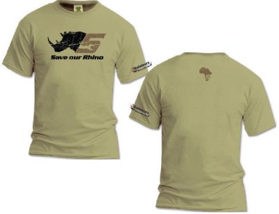 SHIRT-TRHT - "Save Our Rhino" T-Shirt; Tan