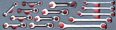 MOD.960SH45S - 15° Offset Ratcheting Box and Pipe Spanner Set; 14Pc - Metric