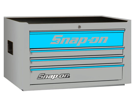 KRA2004KZUAU-U-WO - Standard 4 Drawer Top Chest; Arctic Silver with Dark Blue Alu Trims and Blue Front - Image 8