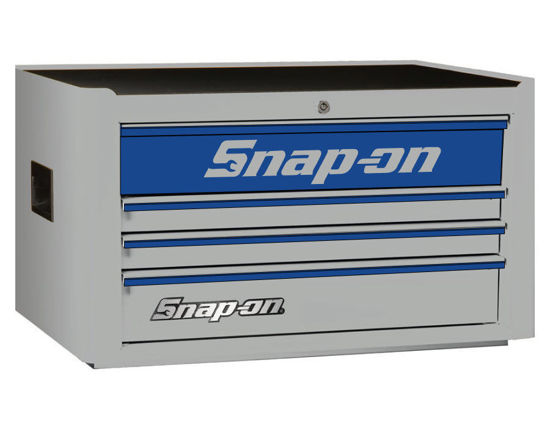 KRA2004KZUAU-U-WO - Standard 4 Drawer Top Chest; Arctic Silver with Dark Blue Alu Trims and Blue Front - Image 9