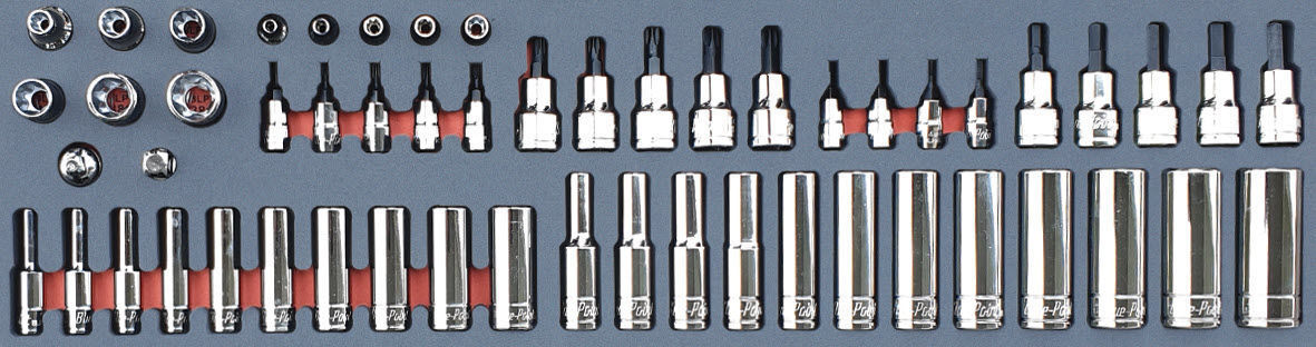MOD.966SH45S - 1/4" and 3/8" Hex Drivers, Torx and Deep Socket Set; 54Pc - Metric