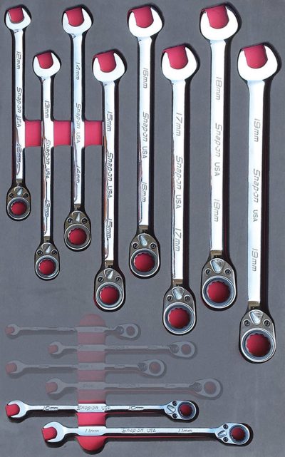 MOD.757SH42D10 - Flank Drive Plus Reversible Ratcheting Combination Spanner Set 10-19mm; 10Pc (SOXRRM710 Set)