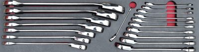 MOD.728SH45S - 15° Offset Ratcheting Combination Spanner Set 6-25mm; 18Pc