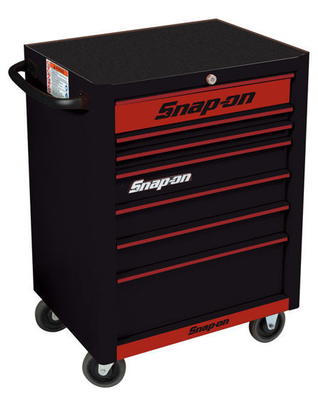 KRA2007KZUBR-R-WO - Standard Roll Cabinet 7 Drawers; Black with Red Alu Trims and Red Fronts