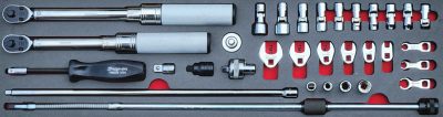 MOD.411SH45S - 1/4" Torque Wrench & Sockets Set; 32Pc - Aviation - Imperial