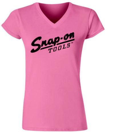 CSN04-7583-S - T-Shirt Ladies - V-Neck Vintage Script-Pink -Small